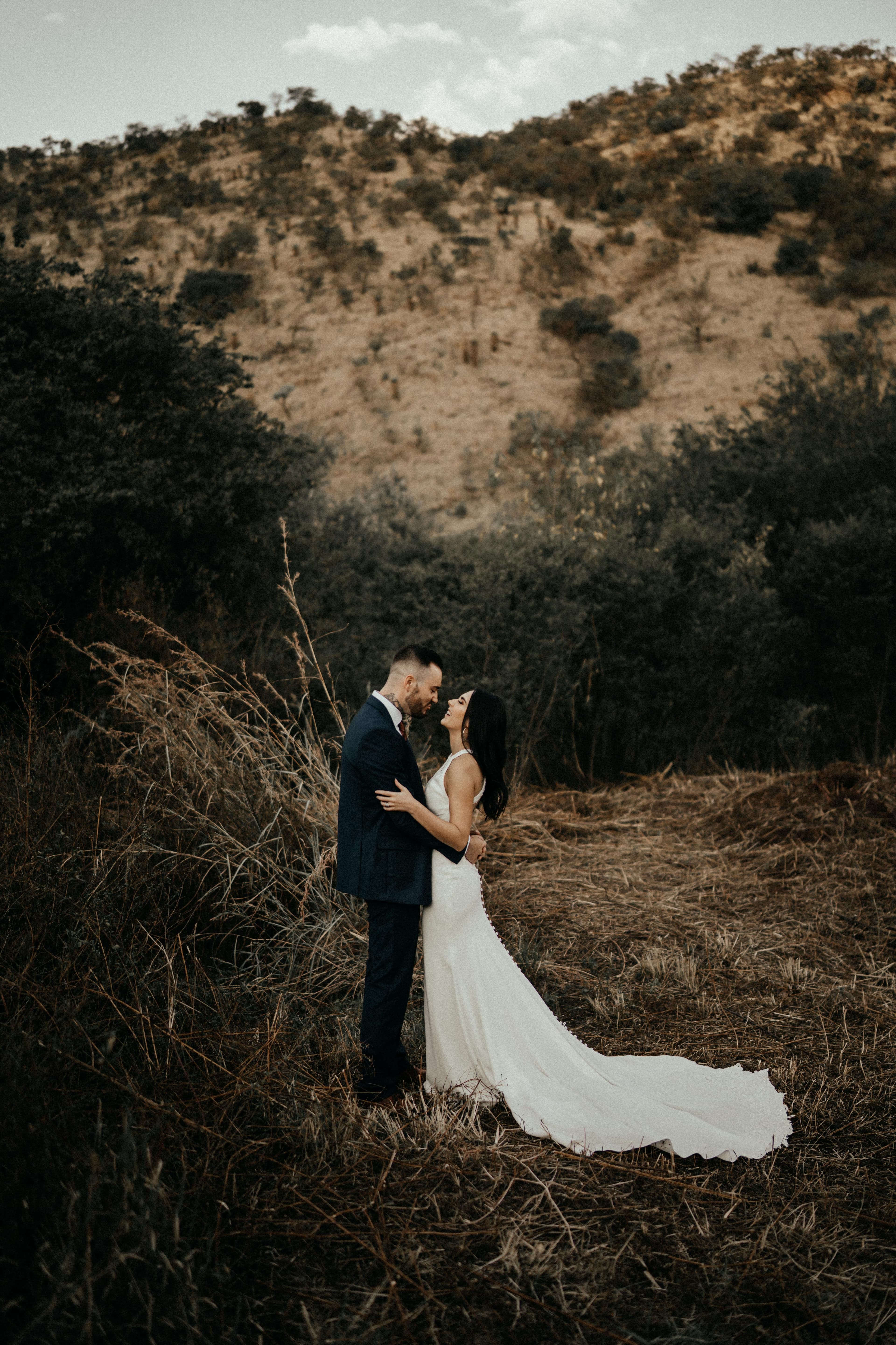 Bridal couple in nature